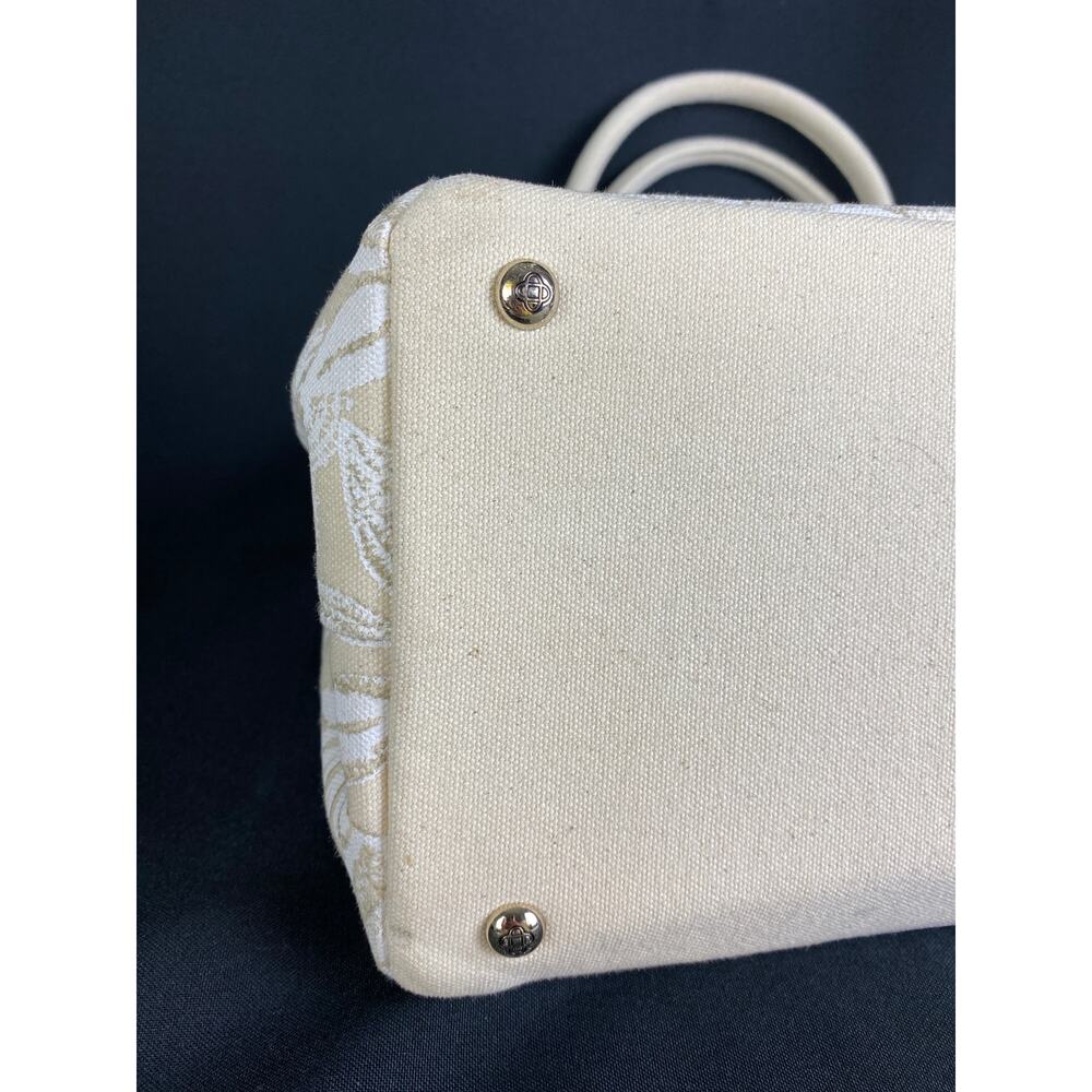 OSCAR DE LA RENTA Bag Ivory Floral Lace Canvas Tote Handbag Large - Picture 11 of 14